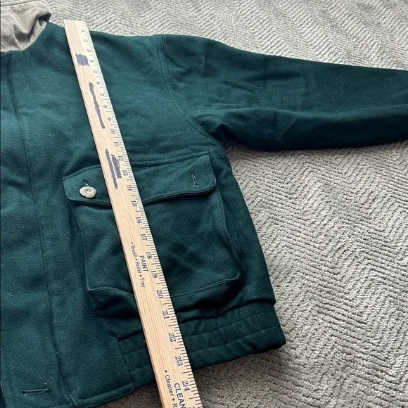 Vintage Boston Traders Men’s Wool Blend Green Bomber Jacket Size M Zip Front - Picture 11 of 12